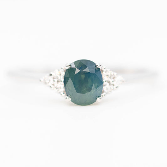 Aster Ring with a 1.18 Carat Light Blue Oval Sapphire and Canadian Accent Diamonds in 14k White Gold - Ready to Size and Ship - Midwinter Co. Alternative Bridal Rings and Modern Fine Jewelry