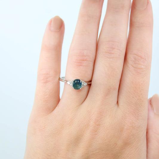 Aster Ring with a 1.18 Carat Light Blue Oval Sapphire and Canadian Accent Diamonds in 14k White Gold - Ready to Size and Ship - Midwinter Co. Alternative Bridal Rings and Modern Fine Jewelry