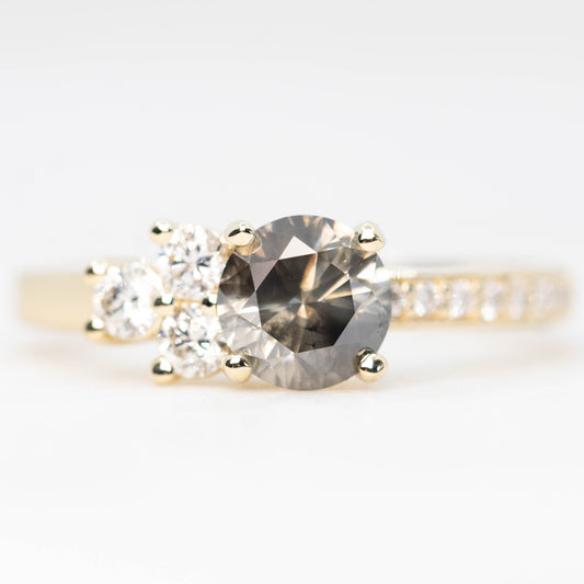 Avery Ring with a 1.01 Carat Round Champagne Diamond and White Accent Diamonds in 14k Yellow Gold - Ready to Size and Ship - Midwinter Co. Alternative Bridal Rings and Modern Fine Jewelry
