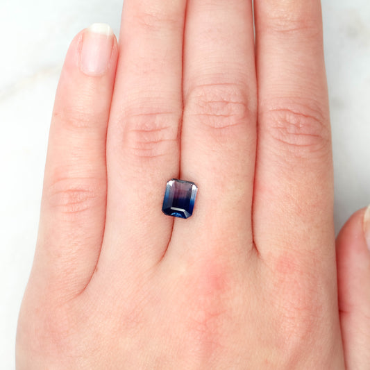 2.87 Carat Bicolor Blue Emerald Cut Sapphire for Custom Work - Inventory Coded BCES287 - Midwinter Co. Alternative Bridal Rings and Modern Fine Jewelry