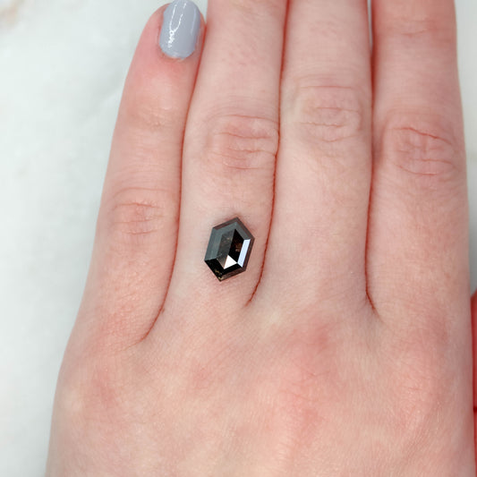 2.83 Carat Black Salt and Pepper Elongated Hexagon Diamond for Custom Work - Inventory Code BCH283 - Midwinter Co. Alternative Bridal Rings and Modern Fine Jewelry