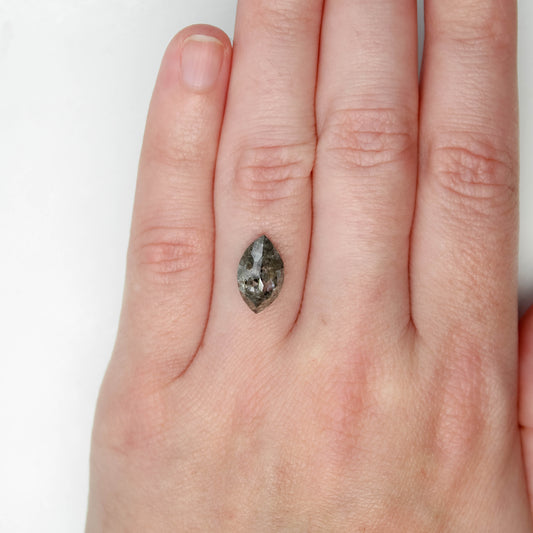 3.35 Carat Marquise Salt and Pepper Rose Cut Diamond for Custom Work - Inventory Code BCM335 - Midwinter Co. Alternative Bridal Rings and Modern Fine Jewelry