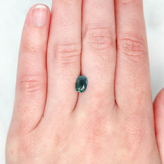 1.18 Carat Misty Teal Elongated Oval Sapphire for Custom Work - Inventory Code BCOS118 - Midwinter Co. Alternative Bridal Rings and Modern Fine Jewelry