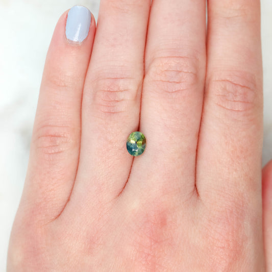 1.19 Carat Bicolor Blue and Green Oval Sapphire for Custom Work - Inventory Code BCOS119 - Midwinter Co. Alternative Bridal Rings and Modern Fine Jewelry