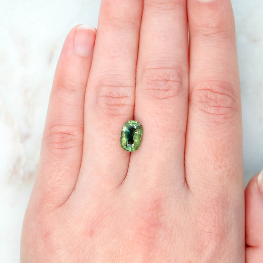 2.72 Carat Bicolor Green and Blue Oval Sapphire for Custom Work - Inventory Code BCOS272 - Midwinter Co. Alternative Bridal Rings and Modern Fine Jewelry