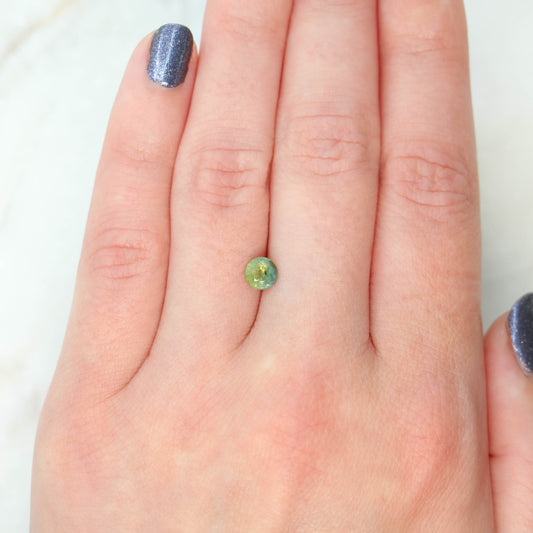 0.85 Carat Bicolor Green and Blue Round Sapphire for Custom Work - Inventory Code BCRS085 - Midwinter Co. Alternative Bridal Rings and Modern Fine Jewelry