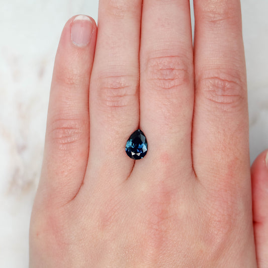 2.02 Carat Blue Geometric Pear Australian Sapphire for Custom Work - Inventory Code BPS202 - Midwinter Co. Alternative Bridal Rings and Modern Fine Jewelry