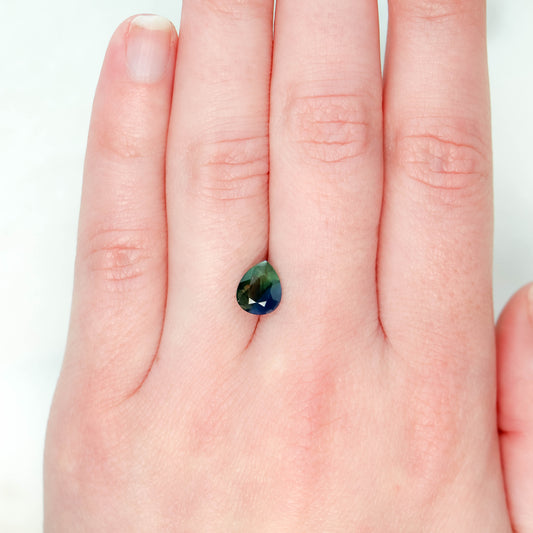 2.01 Carat Bicolor Blue and Green Pear Sapphire for Custom Work - Inventory Code BTPS201 - Midwinter Co. Alternative Bridal Rings and Modern Fine Jewelry