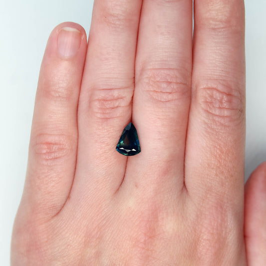 (to be listed) 2.05 Carat Bicolor Teal Shield Sapphire for Custom Work - Inventory Code BTSS205 - Midwinter Co. Alternative Bridal Rings and Modern Fine Jewelry