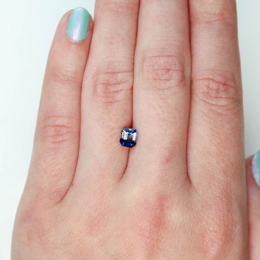 1.04 Carat Bicolor Clear Blue Emerald Cut Sapphire for Custom Work - Inventory Code CBES104 - Midwinter Co. Alternative Bridal Rings and Modern Fine Jewelry