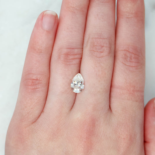 1.98 Carat Clear White Pear Moissanite for Custom Work - Inventory Code CCP198 - Midwinter Co. Alternative Bridal Rings and Modern Fine Jewelry