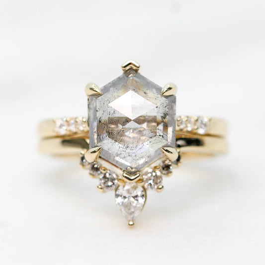 Project: Custom Sloan Ring with 3.5 Carat Clear Gray Hexagon Diamond (band not included) - Midwinter Co. Alternative Bridal Rings and Modern Fine Jewelry