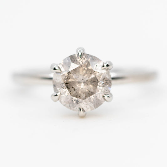 Charlotte Ring with a 1.50 Carat Gray Salt and Pepper Diamond in Platinum - Ready to Size and Ship