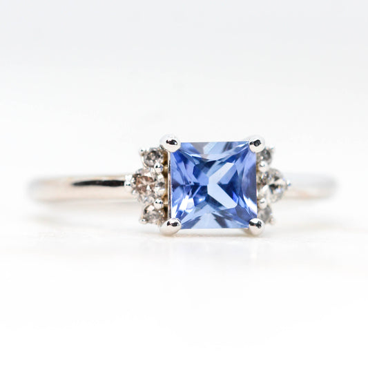 Project: Custom Loren Ring with a 1 Carat Princess Cut Blue Sapphire and White Accent Diamonds in 14k - Midwinter Co. Alternative Bridal Rings and Modern Fine Jewelry