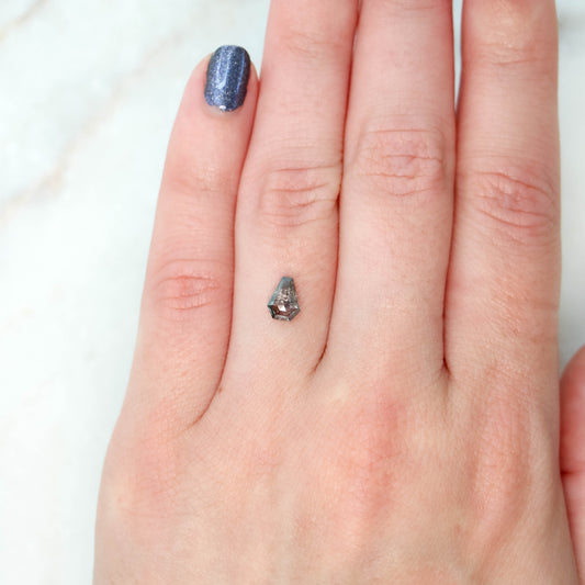 0.61 Carat Dark and Clear Shield Salt and Pepper Diamond for Custom Work - Inventory Code DCS061 - Midwinter Co. Alternative Bridal Rings and Modern Fine Jewelry