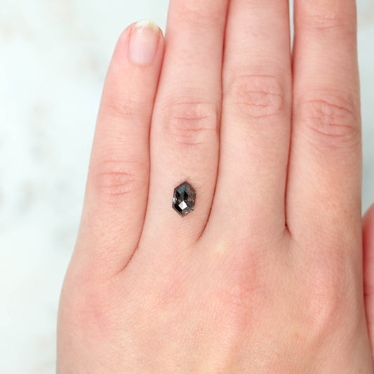 1.12 Carat Dark Gray Salt and Pepper Hexagon Diamond for Custom Work - Inventory Code DSH112 - Midwinter Co. Alternative Bridal Rings and Modern Fine Jewelry