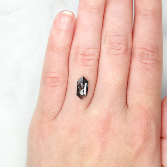 2.47 Carat Dark Gray Salt and Pepper Hexagon Diamond for Custom Work - Inventory Code DSH247 - Midwinter Co. Alternative Bridal Rings and Modern Fine Jewelry