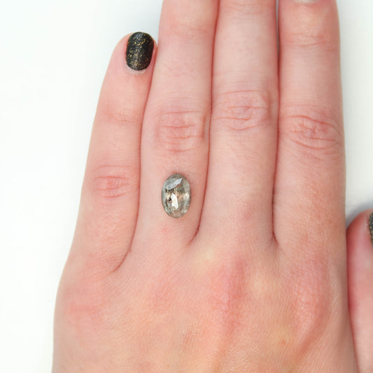 3.70 Carat Dark Gray Oval Salt and Pepper Diamond for Custom Work - Inventory Code DSO370 - Midwinter Co. Alternative Bridal Rings and Modern Fine Jewelry