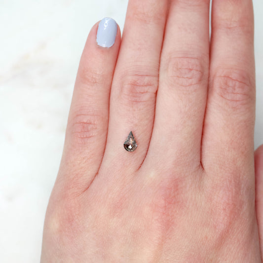 0.59 Carat Dark Gray Salt and Pepper Geometric Pear Diamond for Custom Work - Inventory Code DSP059 - Midwinter Co. Alternative Bridal Rings and Modern Fine Jewelry