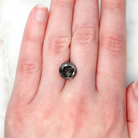 5.22 Carat Round Dark Salt and Pepper Diamond for Custom Work - Inventory Code DSR522 - Midwinter Co. Alternative Bridal Rings and Modern Fine Jewelry