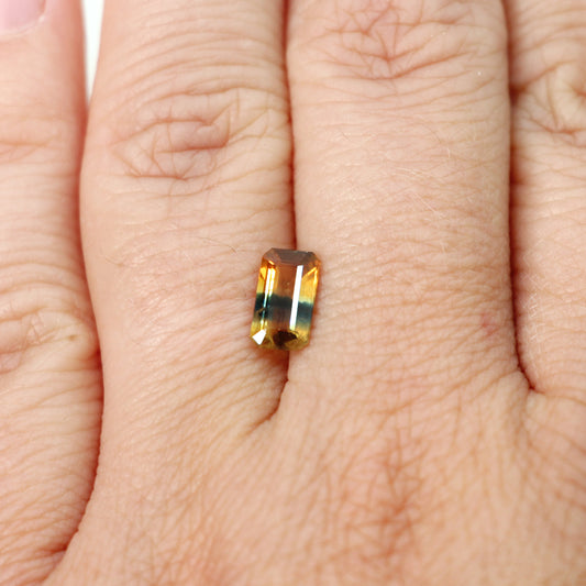 1.21 Carat Bicolor Blue and Yellow Emerald Cut Madagascar Sapphire for Custom Work - Inventory Code EBYS121 - Midwinter Co. Alternative Bridal Rings and Modern Fine Jewelry