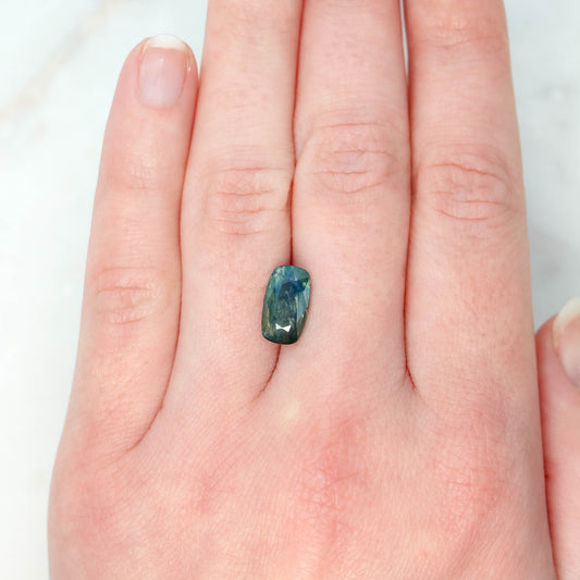 3.37 Carat Teal Elongated Cushion Sapphire for Custom Work - Inventory Code ECTS337 - Midwinter Co. Alternative Bridal Rings and Modern Fine Jewelry