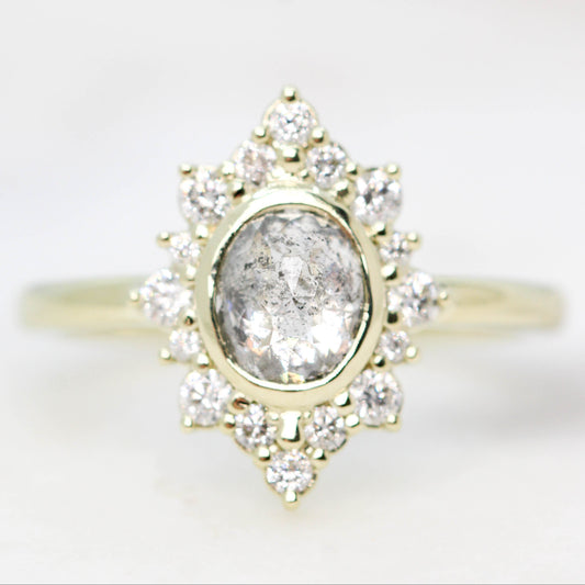 Estrella Ring with a 1.06 Carat Gray Celestial Oval Diamond and White Accent Diamonds in 14k Green Gold - Ready to Size and Ship - Midwinter Co. Alternative Bridal Rings and Modern Fine Jewelry