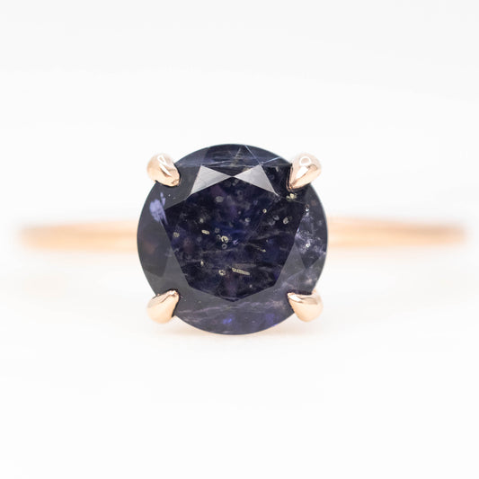 Emma Ring with a 1.63 Carat Round Iolite in 14k Rose Gold - Ready to Size and Ship - Midwinter Co. Alternative Bridal Rings and Modern Fine Jewelry