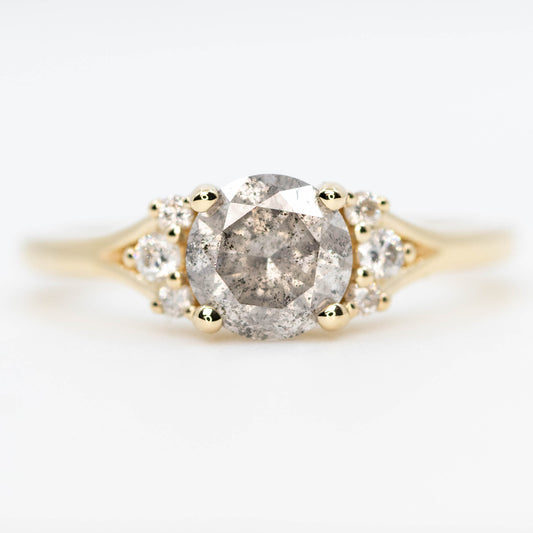 Evie Ring with a 1.20 Gray Salt and Pepper Diamond and White Accent Diamonds in 14k Yellow Gold - Ready to Size and Ship