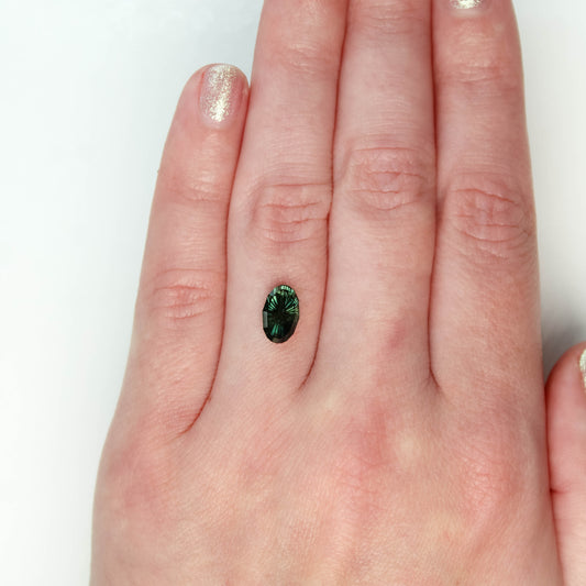 1.65 Carat Australian Green Fantasy Cut Moval Sapphire for Custom Work - Inventory Code FCA165 - Midwinter Co. Alternative Bridal Rings and Modern Fine Jewelry