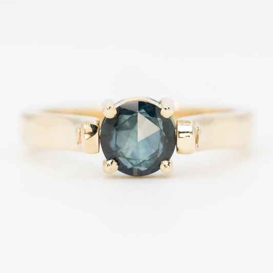 Round Blue Sapphire Flip Ring in 14k Yellow Gold - Ready to Size and Ship