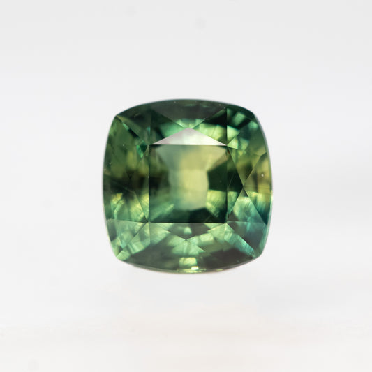 1.30 Carat Australian Green Cushion Cut Sapphire for Custom Work - Inventory Code GCS130 - Midwinter Co. Alternative Bridal Rings and Modern Fine Jewelry