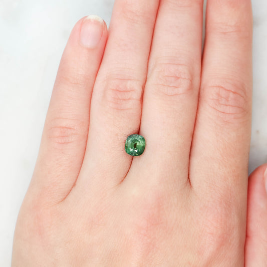 1.66 Carat Light Green Rounded Cushion Sapphire for Custom Work - Inventory Code GCS166 - Midwinter Co. Alternative Bridal Rings and Modern Fine Jewelry