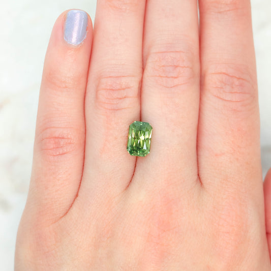 4.04 Carat Green Emerald Cut Sapphire for Custom Work - Inventory Code GECS404 - Midwinter Co. Alternative Bridal Rings and Modern Fine Jewelry