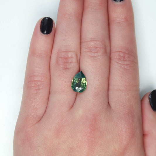 3.53 Carat Green Geometric Pear Sapphire for Custom Work - Inventory Code GGPS353