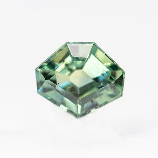 1.23 Carat Geometric Shield Teal Green Sapphire for Custom Work - Inventory Code GGS123 - Midwinter Co. Alternative Bridal Rings and Modern Fine Jewelry