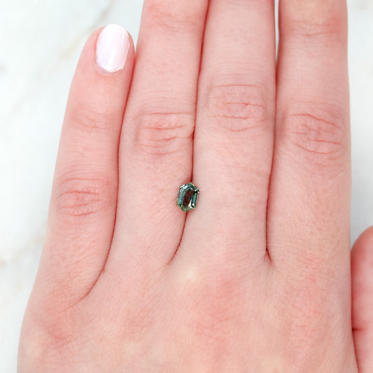 0.75 Carat Green Elongated Hexagon Sapphire for Custom Work - Inventory Code GHS075 - Midwinter Co. Alternative Bridal Rings and Modern Fine Jewelry