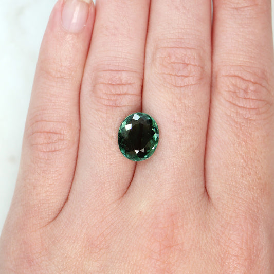 4.84 Carat Oval Green Tourmaline for Custom Work - Inventory Code GOT484 - Midwinter Co. Alternative Bridal Rings and Modern Fine Jewelry
