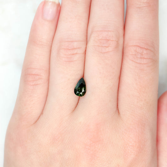 1.55 Carat Green Geometric Pear Sapphire for Custom Work - Inventory Code GPS155 - Midwinter Co. Alternative Bridal Rings and Modern Fine Jewelry