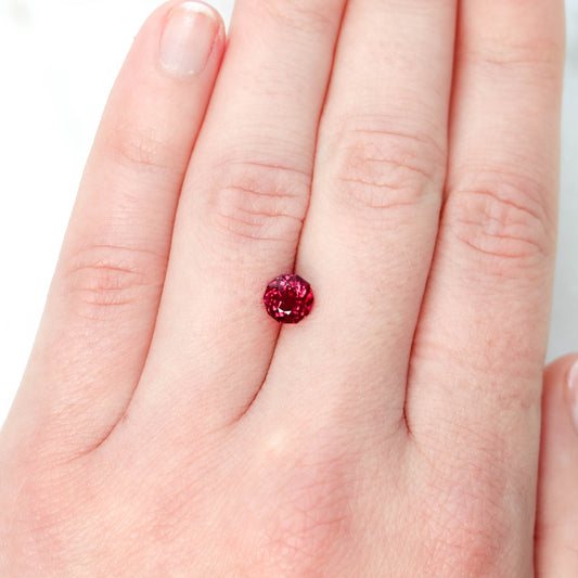 1.39 Carat Round Geometric Rhodolite Garnet for Custom Work - Inventory Code GRG139 - Midwinter Co. Alternative Bridal Rings and Modern Fine Jewelry