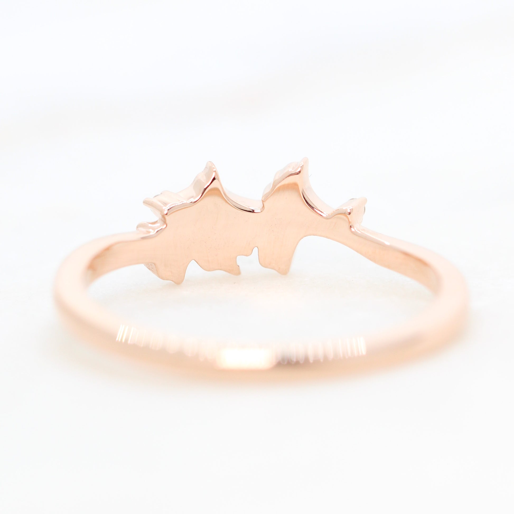 Gingko Leaf Ring with Diamond Accents - Made to Order, Choose Your Gold Tone - Midwinter Co. Alternative Bridal Rings and Modern Fine Jewelry