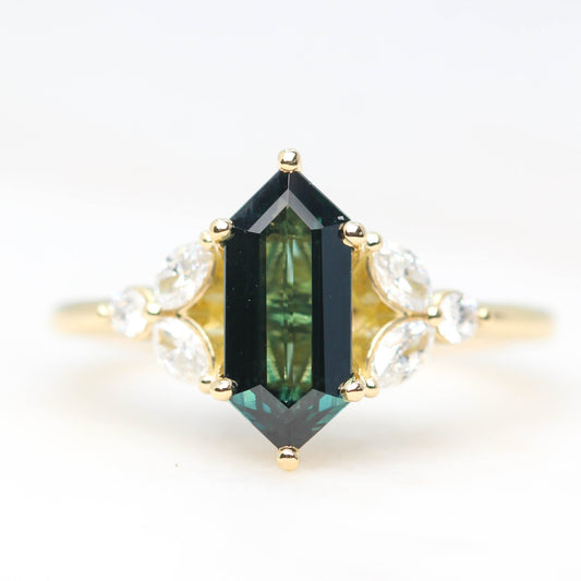 Project: Custom Andia Ring with 1.5 Carat Elongated Hexagon Sapphire and White Accent Diamonds in 14k - Midwinter Co. Alternative Bridal Rings and Modern Fine Jewelry