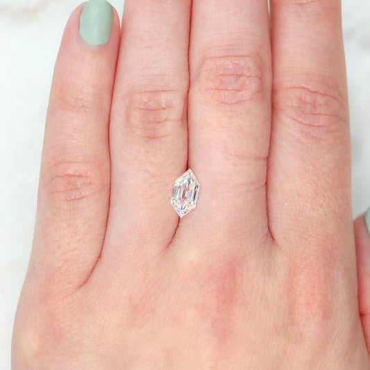 1.06 Carat Certified Lab Grown Elongated Hexagon Diamond for Custom Work - Inventory Code HLD106 - Midwinter Co. Alternative Bridal Rings and Modern Fine Jewelry