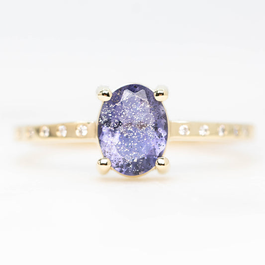 Heath Ring with a 0.74 Carat Oval Iolite and White Accent Diamonds in 14k Yellow Gold - Ready to Size and Ship - Midwinter Co. Alternative Bridal Rings and Modern Fine Jewelry