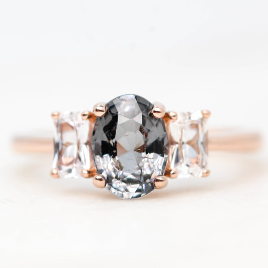 Hellen Ring with a 1.35 Carat Oval Spinel and White Sapphire Accents in 14k Rose Gold - Ready to Size and Ship - Midwinter Co. Alternative Bridal Rings and Modern Fine Jewelry