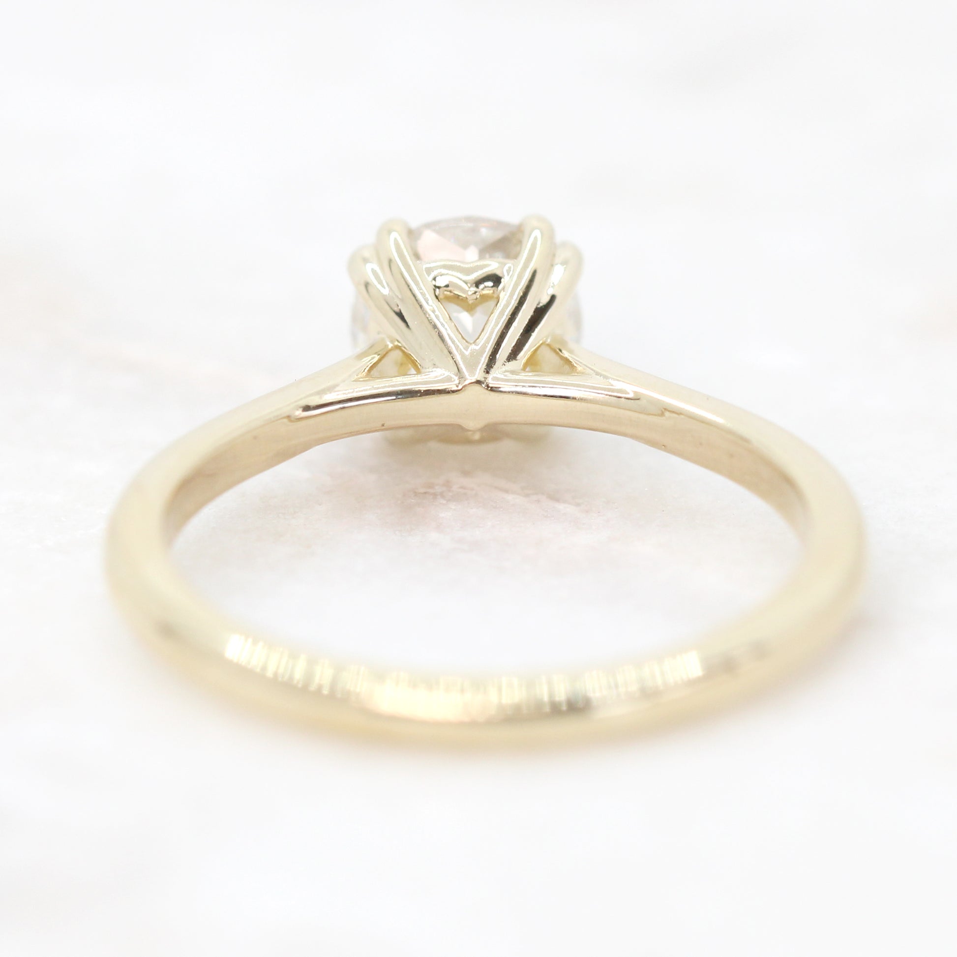 Nesta Ring with a 1.20 Carat Special Jubilee Cut Round Clear Moissanite in 14k Yellow Gold - Ready to Size and Ship - Midwinter Co. Alternative Bridal Rings and Modern Fine Jewelry