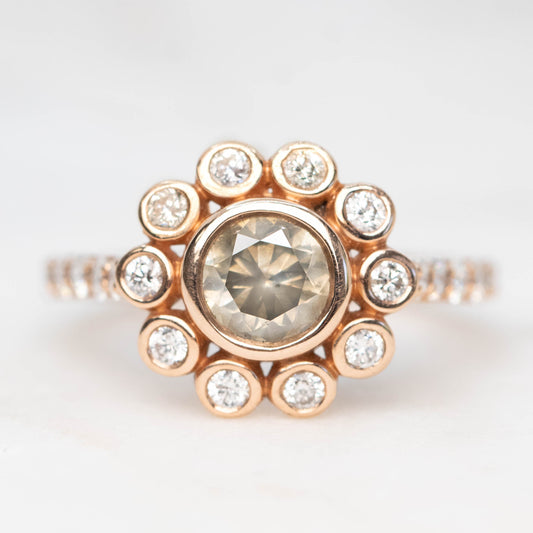 Minnie Ring with a 1.02 Carat Round Certified Diamond and White Accent Diamonds in 10k Rose Gold - Ready to Size and Ship - Midwinter Co. Alternative Bridal Rings and Modern Fine Jewelry