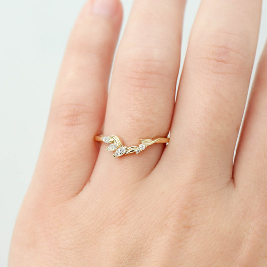 Samantha - (J) Talaria Wedding Band - Asymmetrical Contour Band - Made to Order, Choose Your Gold Tone - Midwinter Co. Alternative Bridal Rings and Modern Fine Jewelry