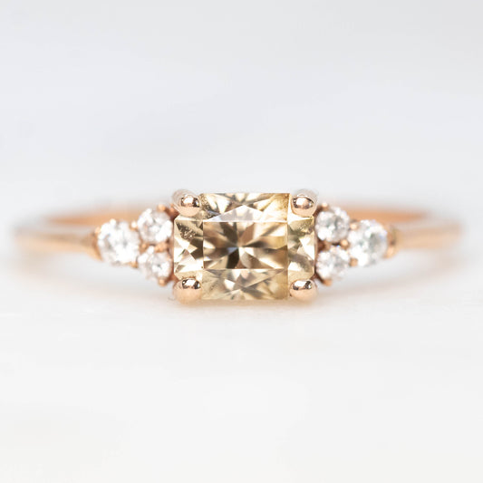 Cadence Ring with a 1.13 Carat Imperial Zircon and White Accent Diamonds in 10k Rose Gold - Ready to Size and Ship - Midwinter Co. Alternative Bridal Rings and Modern Fine Jewelry