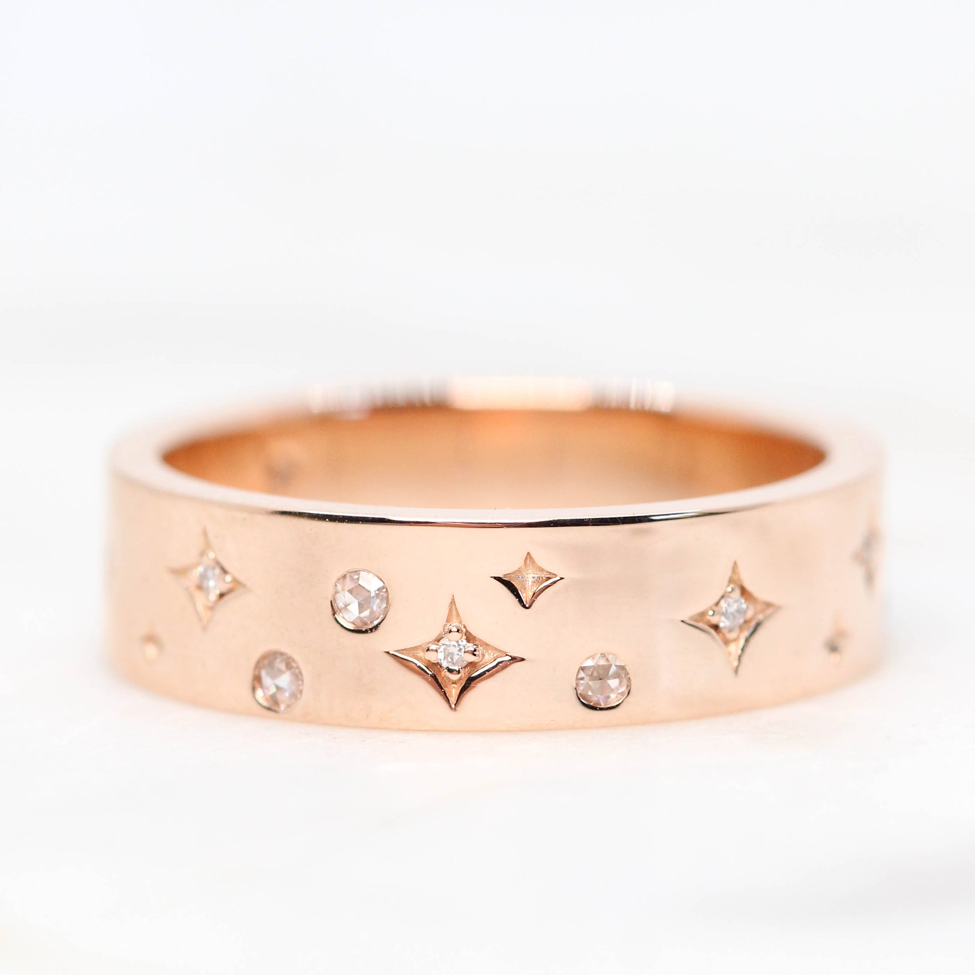Samantha- (J) *used price written in notes on bag* Constellation Band - Unisex Band with Metal and Diamond Accents - Made to Order, Choose Your Gold Tone - Midwinter Co. Alternative Bridal Rings and Modern Fine Jewelry
